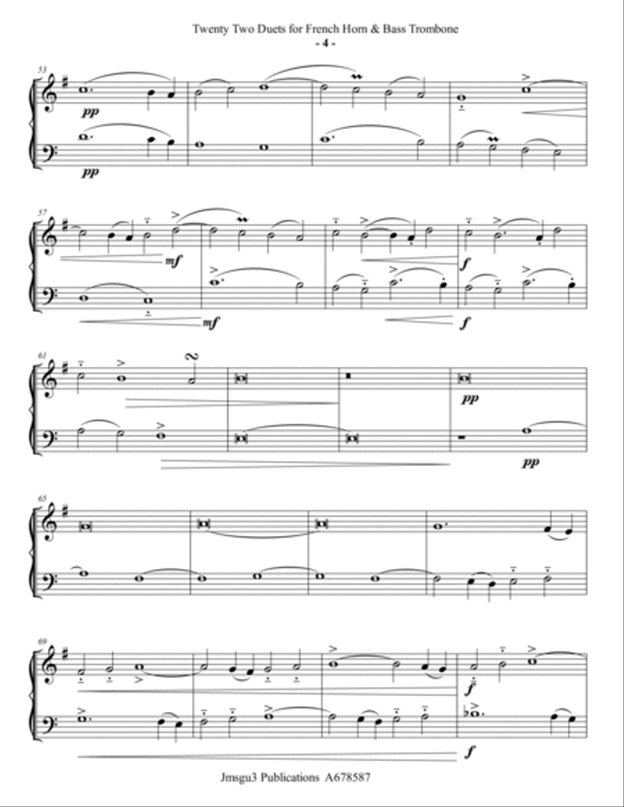 Josquin: 22 Duets for French Horn & Bass Trombone Brass Duet scores gallery preview page 4