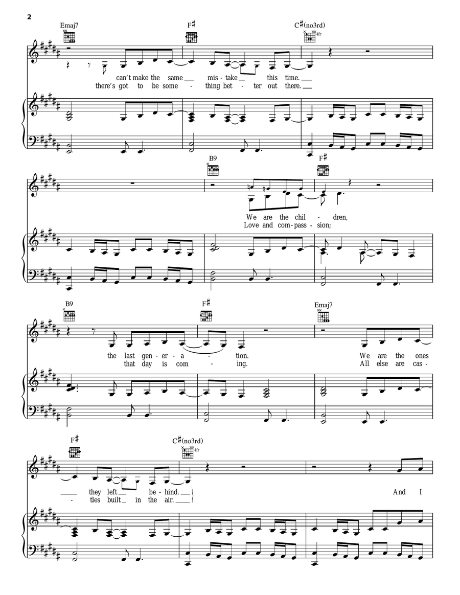 We Don't Need Another Hero Piano, Vocal, Guitar scores gallery preview page 2