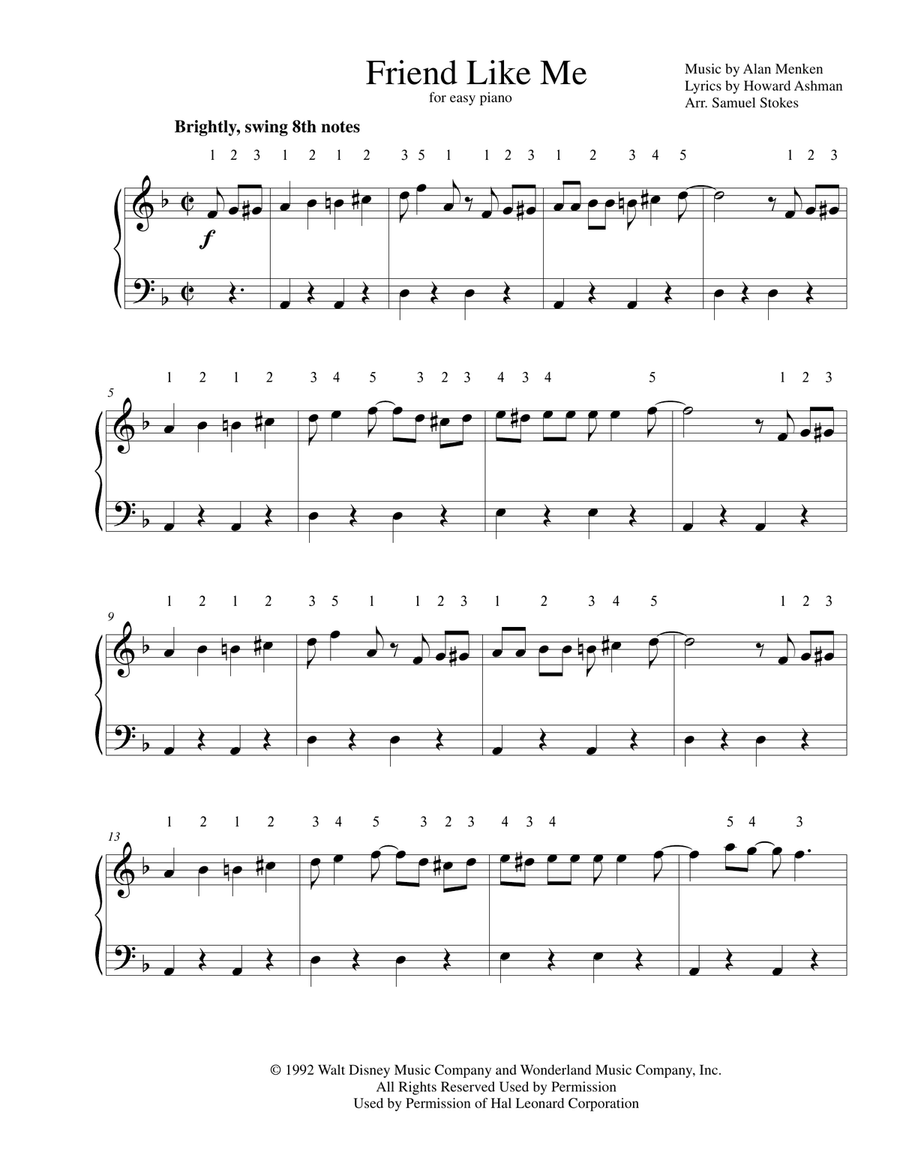 Friend Like Me Friend Like Me Easy Piano scores gallery preview page 1