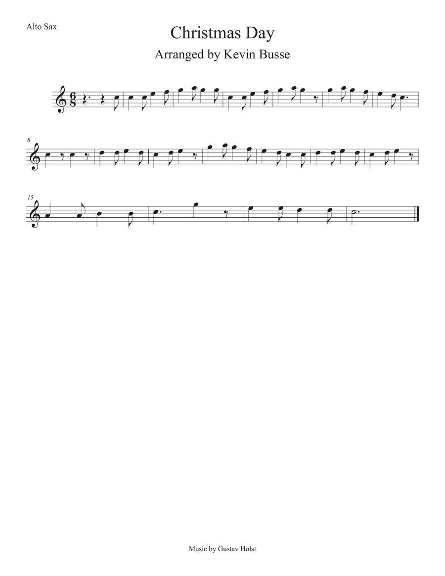 Christmas Day Easy key of C Alto Sax Alto Saxophone Digital Sheet Music Sheet Music Plus
