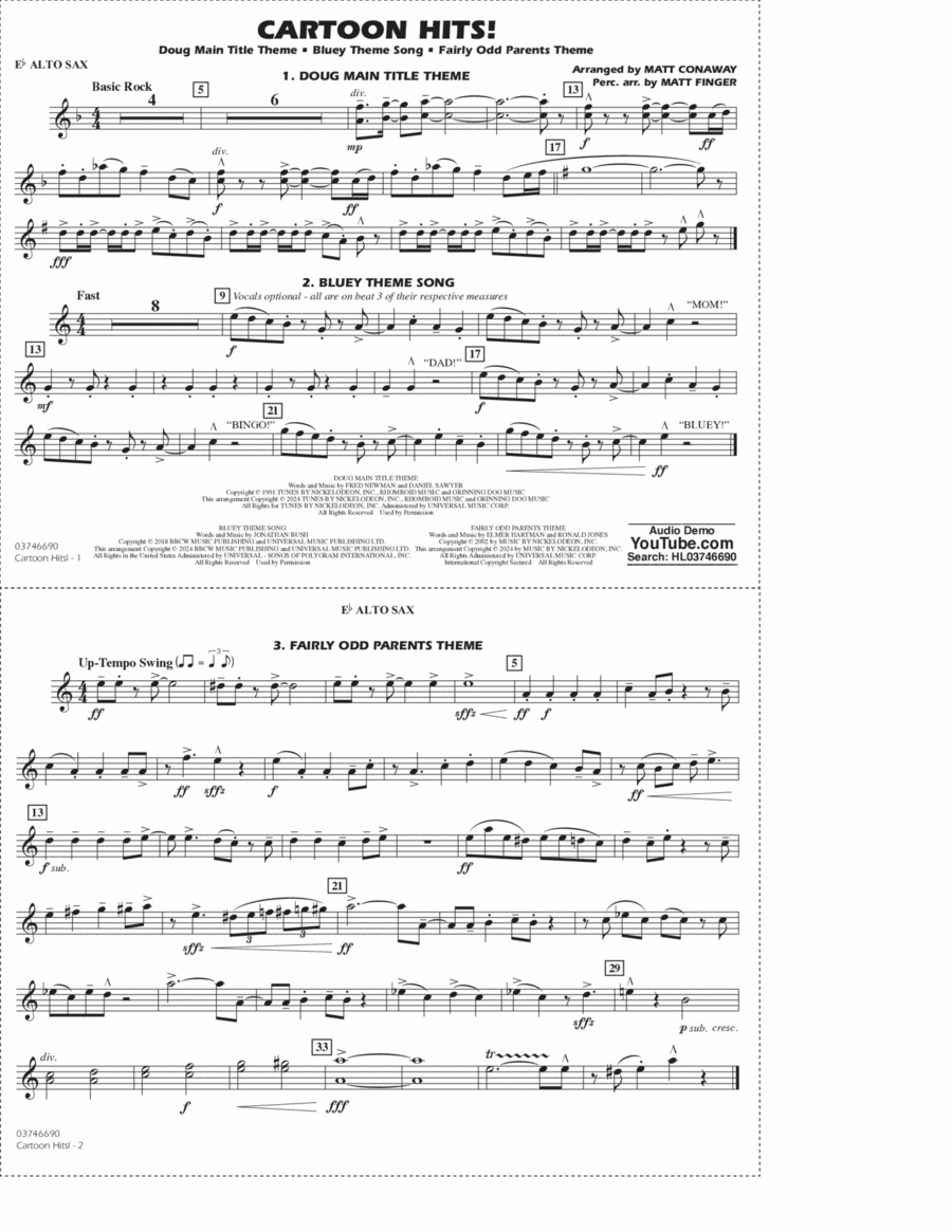 Book cover for Cartoon Hits! - Eb Alto Sax