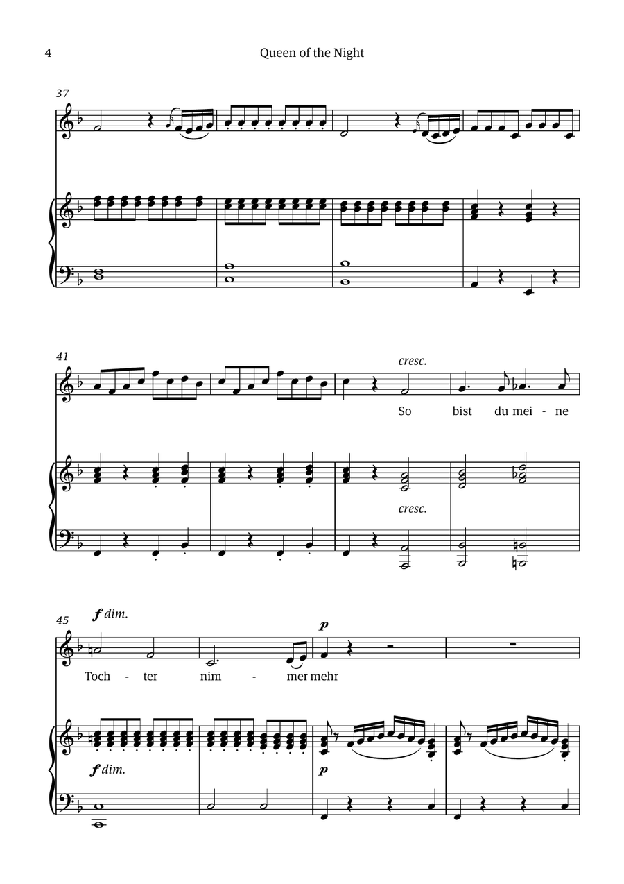 Queen of the Night (aria) - for ALTO in D minor Chamber Music scores gallery preview page 4