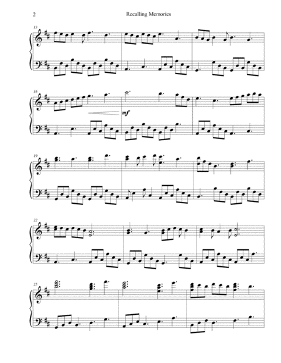 Recalling Memories Piano Solo scores gallery preview page 2