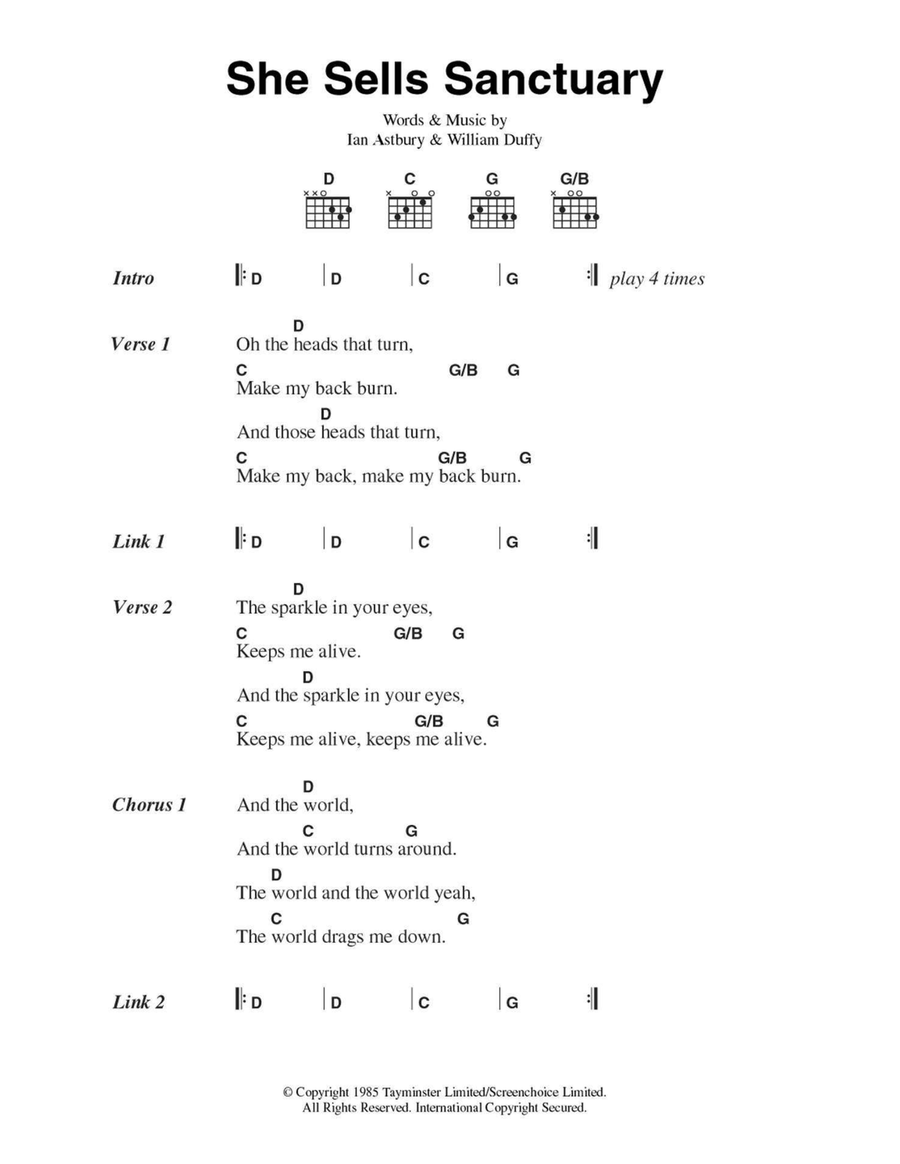 She Sells Sanctuary Acoustic Guitar scores gallery preview page 1
