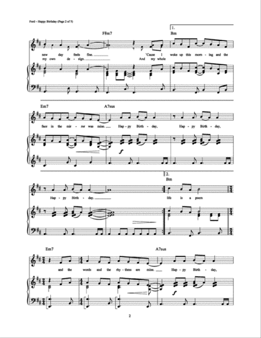 Happy Birthday Happy Birthday Piano, Vocal, Guitar scores gallery preview page 2