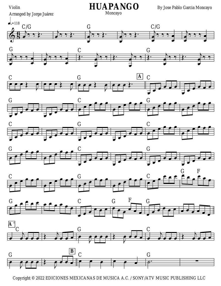 Huapango Violin Solo scores gallery preview page 1
