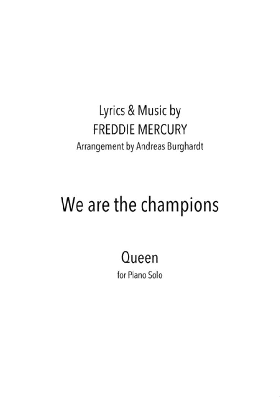 We Are The Champions Piano Solo scores gallery preview page 1