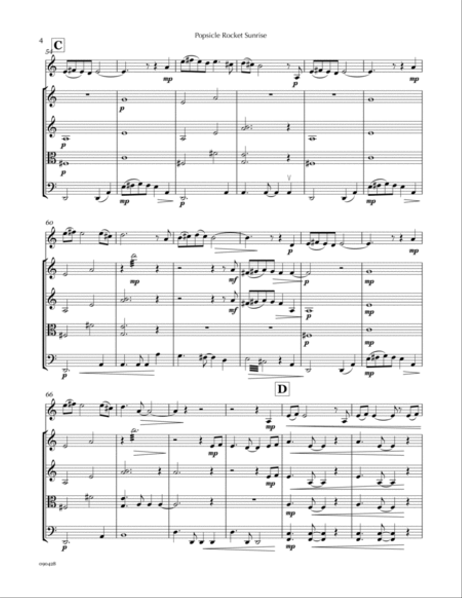 Popsicle Rocket Sunrise (trumpet & string quartet) Chamber Orchestra scores gallery preview page 6