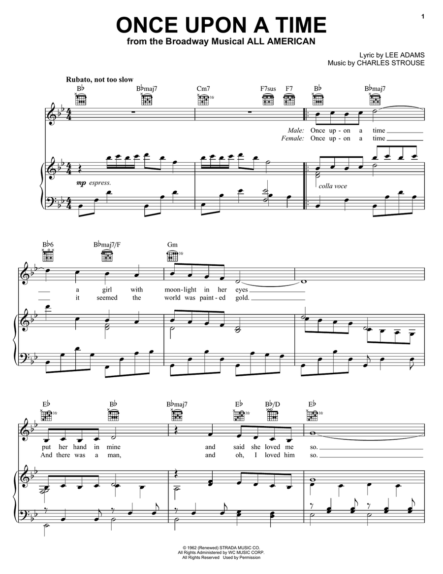 Once Upon A Time Piano, Vocal, Guitar scores gallery preview page 1