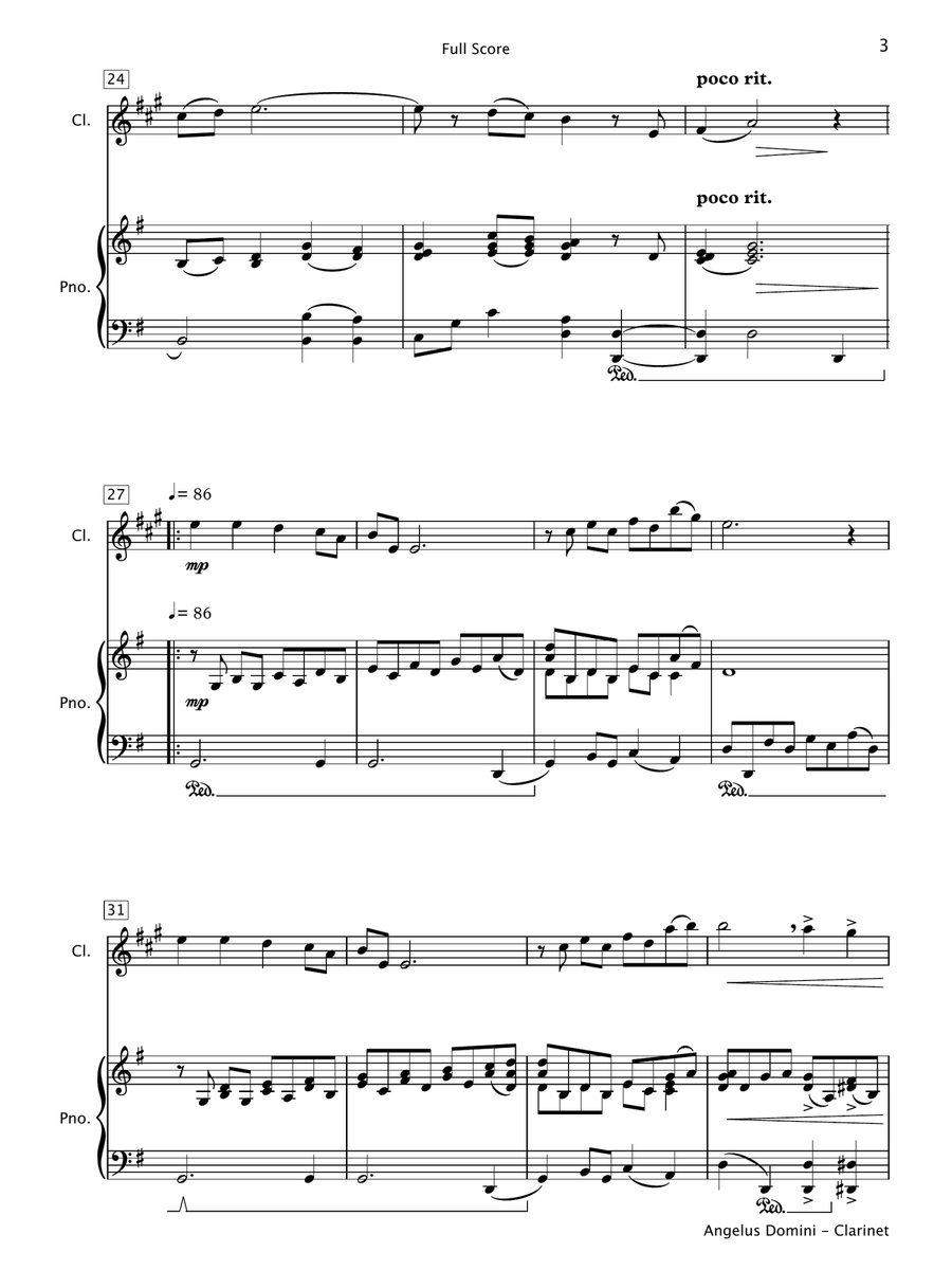 Angelus Domini (Clarinet & Piano) Chamber Music scores gallery preview page 4