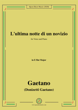 Donizetti-L'ultima notte di un novizio,in E flat Major,for Voice and Piano