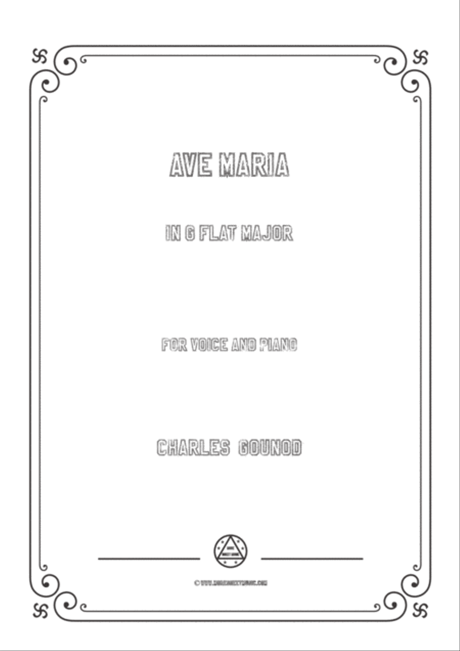 Gounod-Ave Maria in G flat Major,for Voice and Piano Voice Solo scores gallery preview page 1