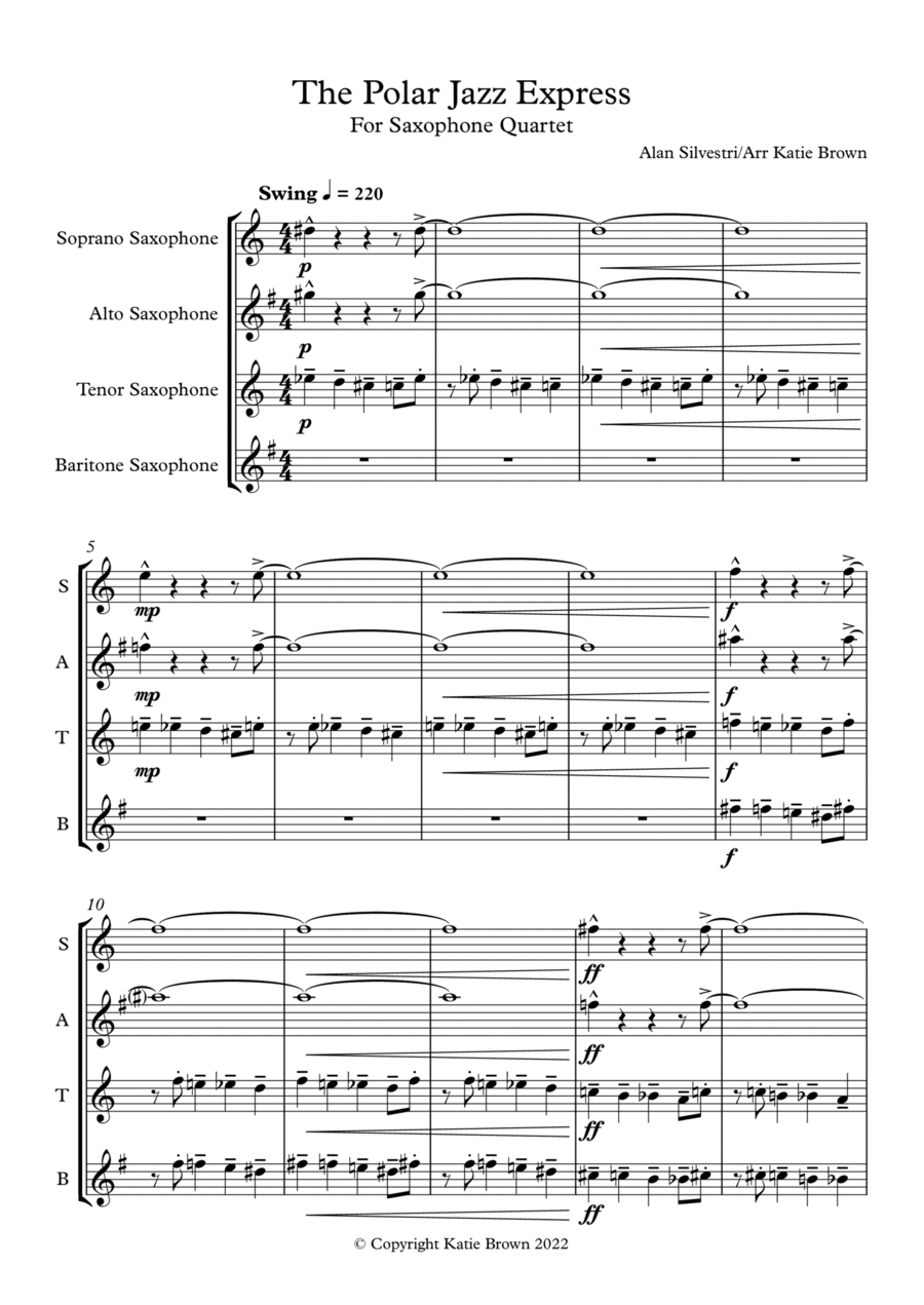 The Polar Express Saxophone Quartet scores gallery preview page 1