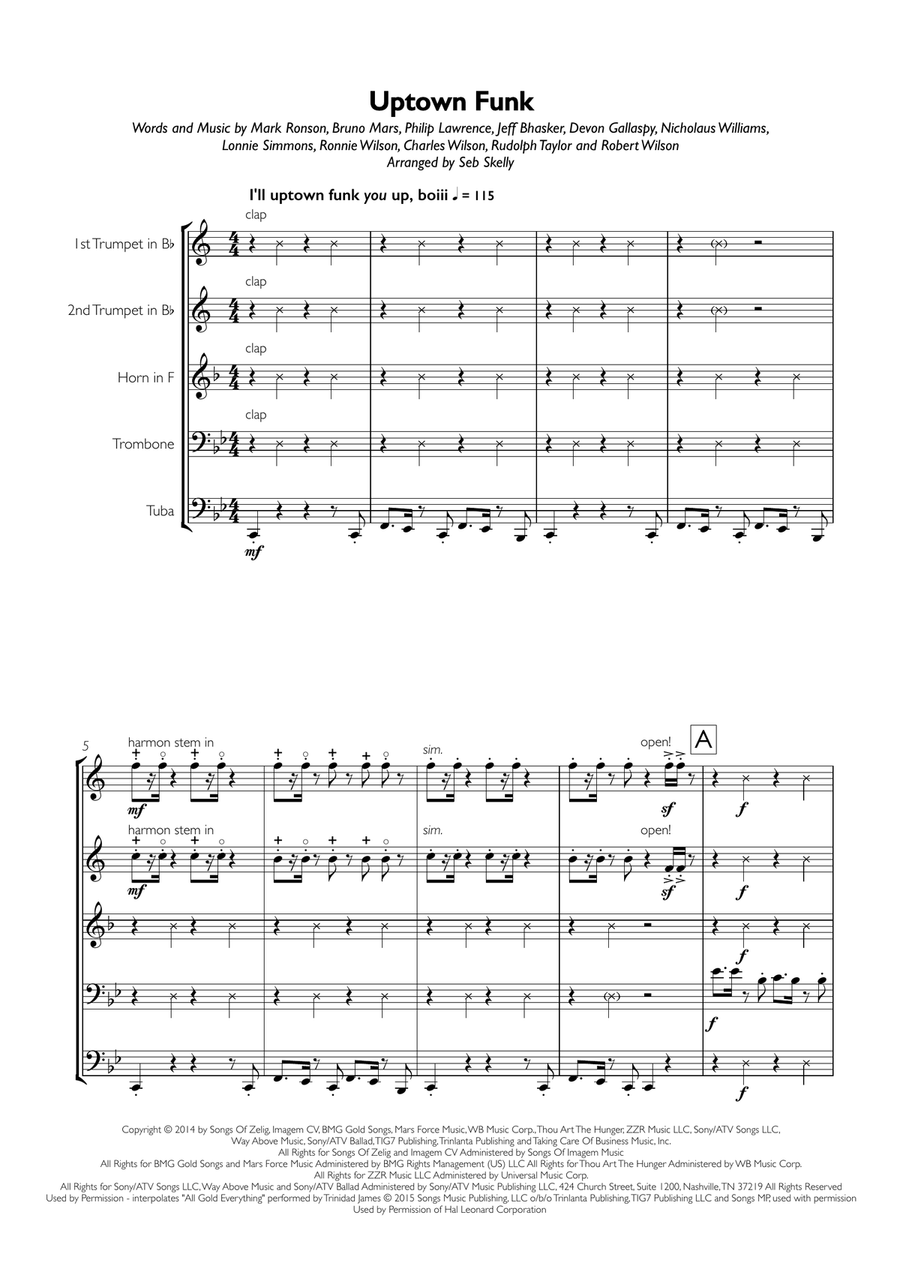 Uptown Funk Brass Ensemble scores gallery preview page 1