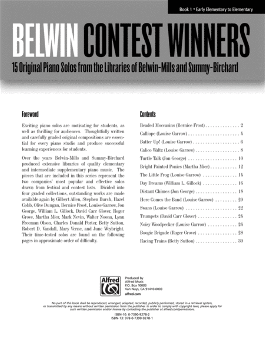 Favorite Contest Winners -- Summy-Birchard & Belwin, Book 1 Easy Piano scores gallery preview page 2