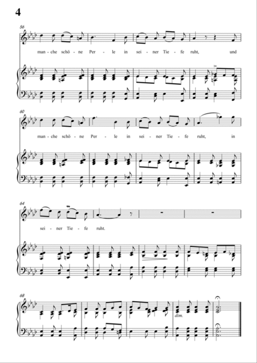 Schubert-Das Fischermädchen in bA for Vocal and Piano Voice scores gallery preview page 5