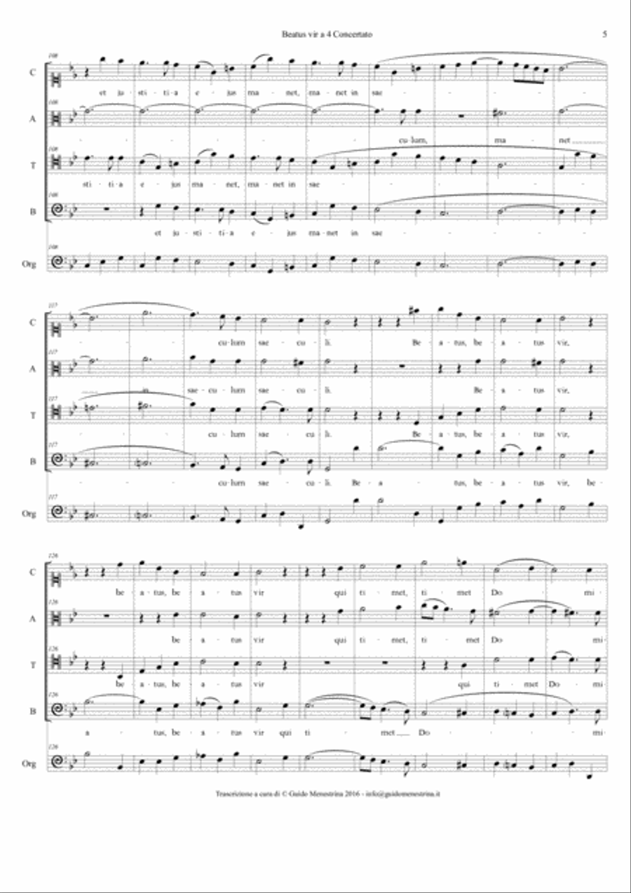 Niccolò Jommelli - Beatus vir a 4 4-Part scores gallery preview page 5