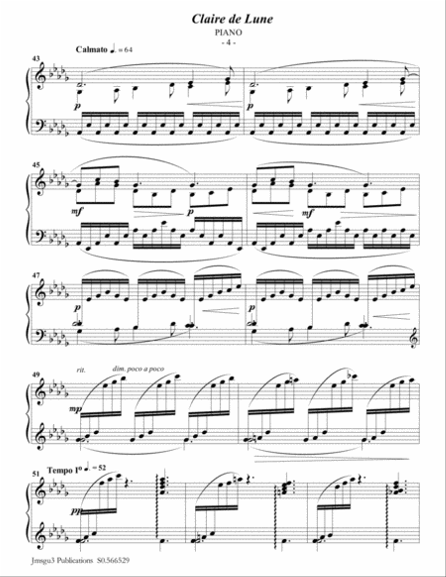 Debussy: Claire de Lune for English Horn & Piano English Horn scores gallery preview page 4