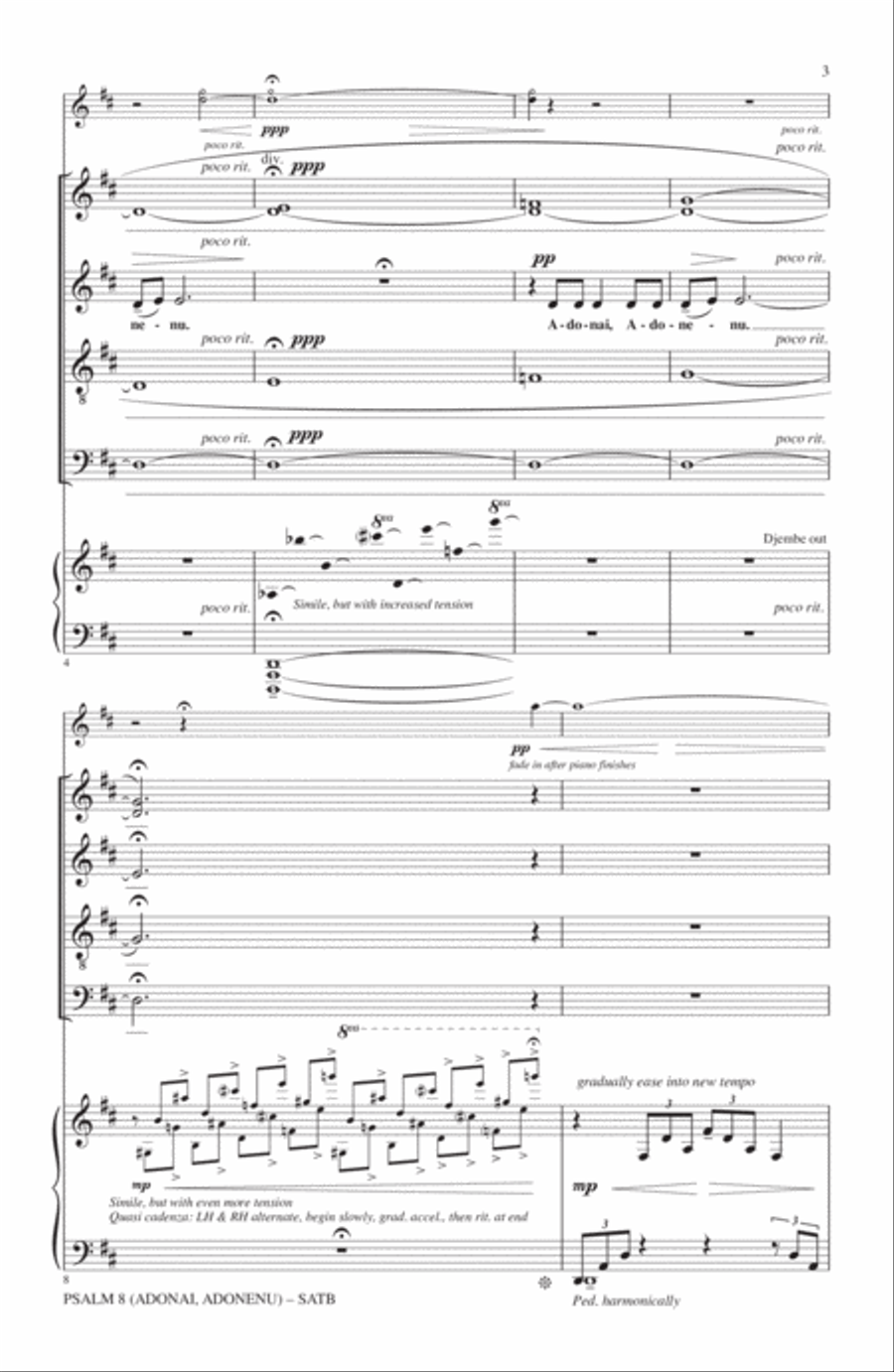 Psalm 8 (Adonai, Adonenu) 4-Part scores gallery preview page 2