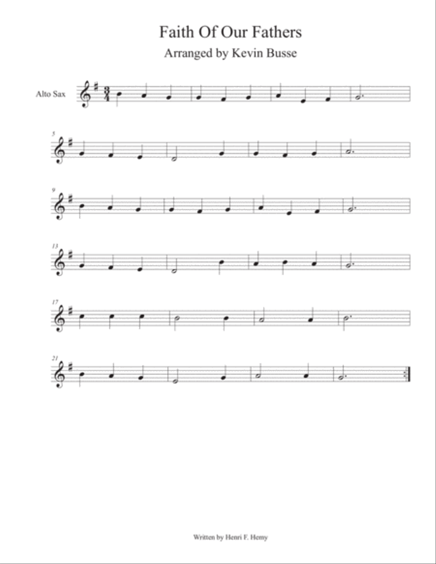 Faith Of Our Fathers - Alto Sax Alto Saxophone scores gallery preview page 1