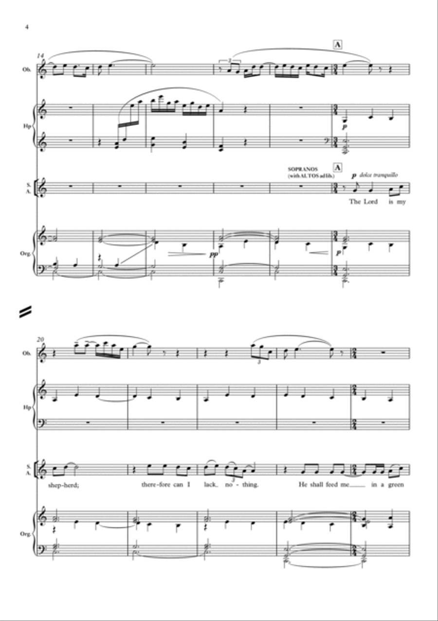 The Lord is my shepherd 4-Part scores gallery preview page 3