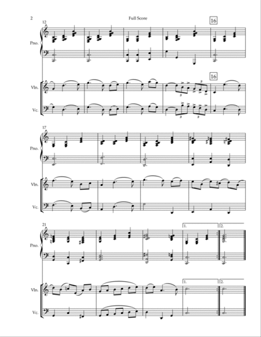 Piano Concerto Nº 1 - 1st Mov. Theme (P. Tchaikovsky) for Piano Trio (C Major) Piano Trio scores gallery preview page 2