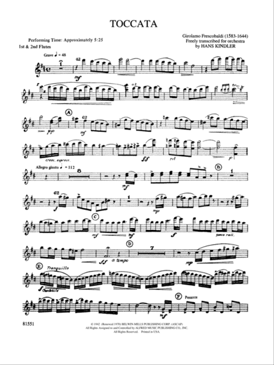Toccata: 1st & 2nd Flute Toccata: 1st & 2nd Flute Full Orchestra scores gallery preview page 1