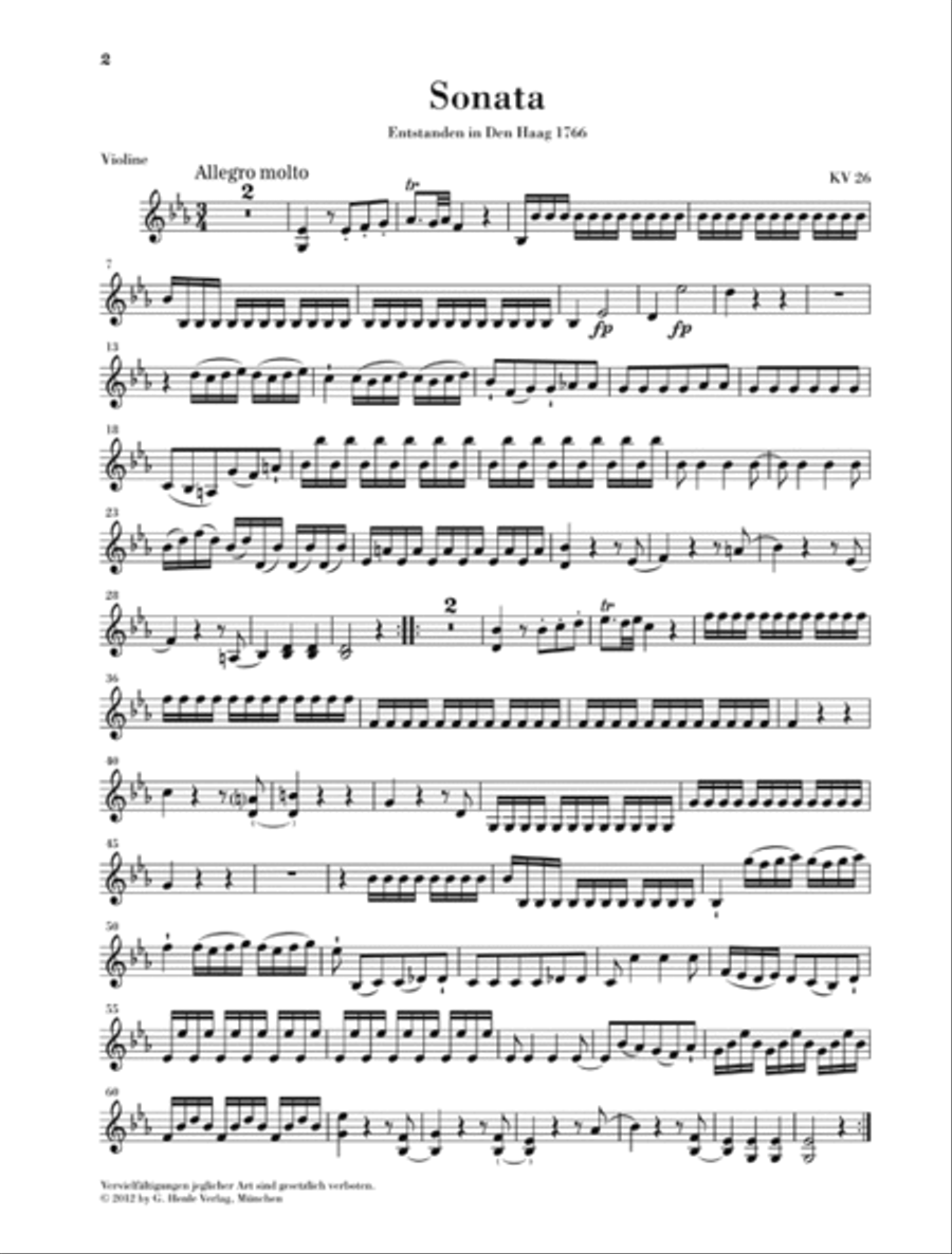 Wolfgang Amadeus Mozart – “Wunderkind” Sonatas, Volume 3, K. 26-31 Violin Solo scores gallery preview page 6