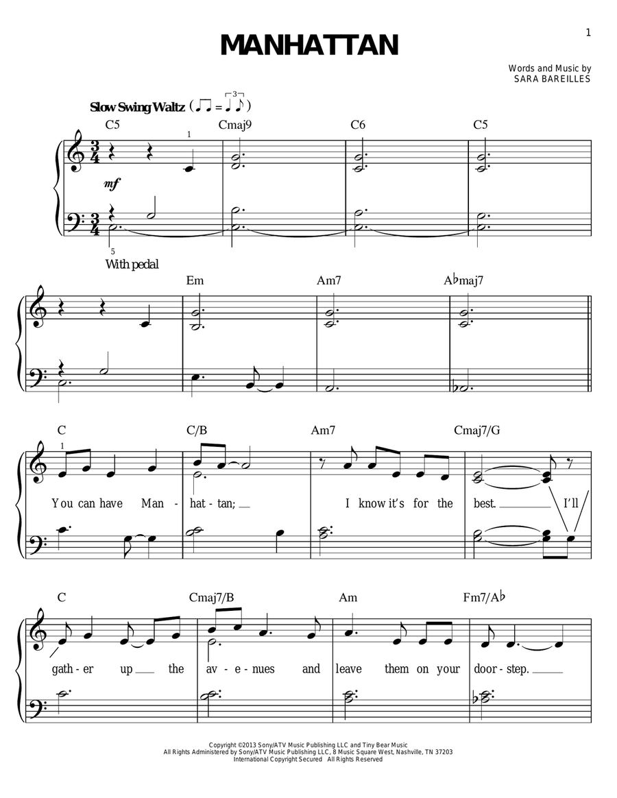 Manhattan Manhattan Easy Piano scores gallery preview page 1