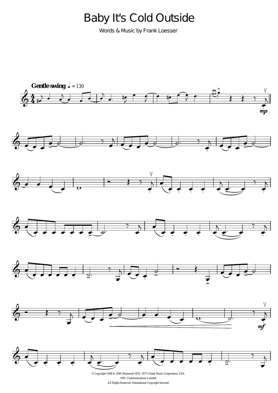Baby, It's Cold Outside Violin Solo scores gallery preview page 1