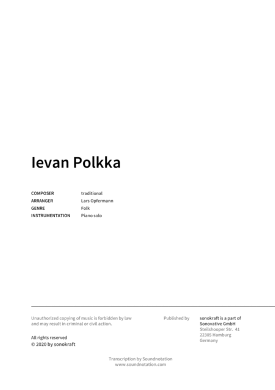 Ievan Polkka Piano Solo scores gallery preview page 2