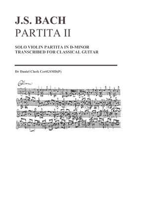 Partita II (BWV1004) in d minor transcribed for guitar