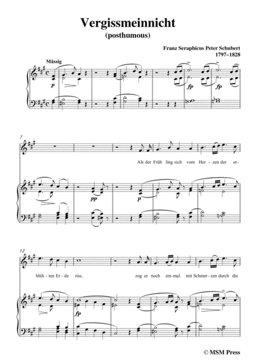Schubert-Vergissmeinnicht in f sharp minor,for voice and piano image number null