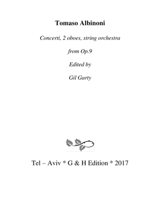 Book cover for Concertos, 2 oboes, string orchestra, Op.9, no.3,6,9,12 (Original version - score and parts)