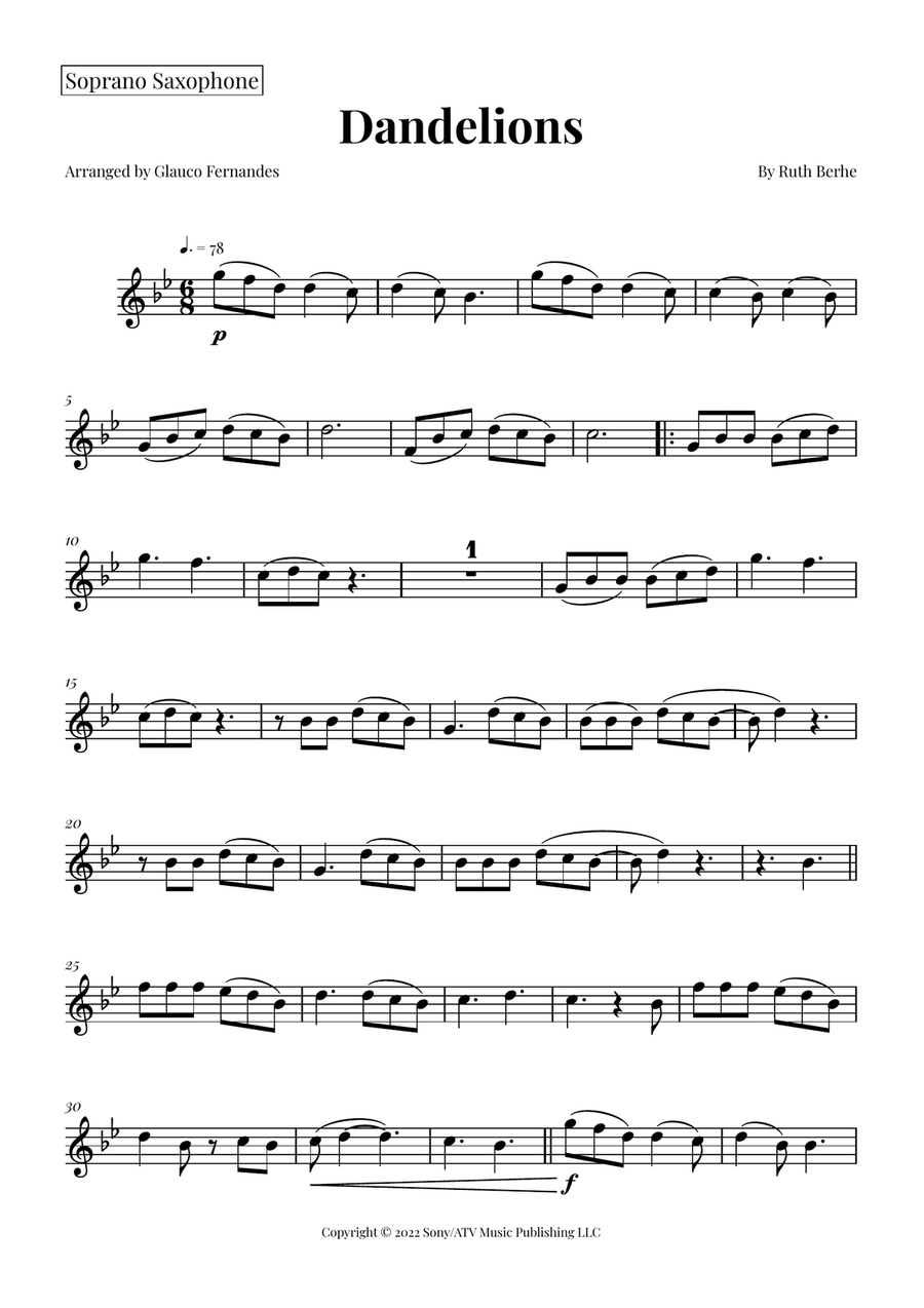 Dandelions Saxophone Quintet scores gallery preview page 5