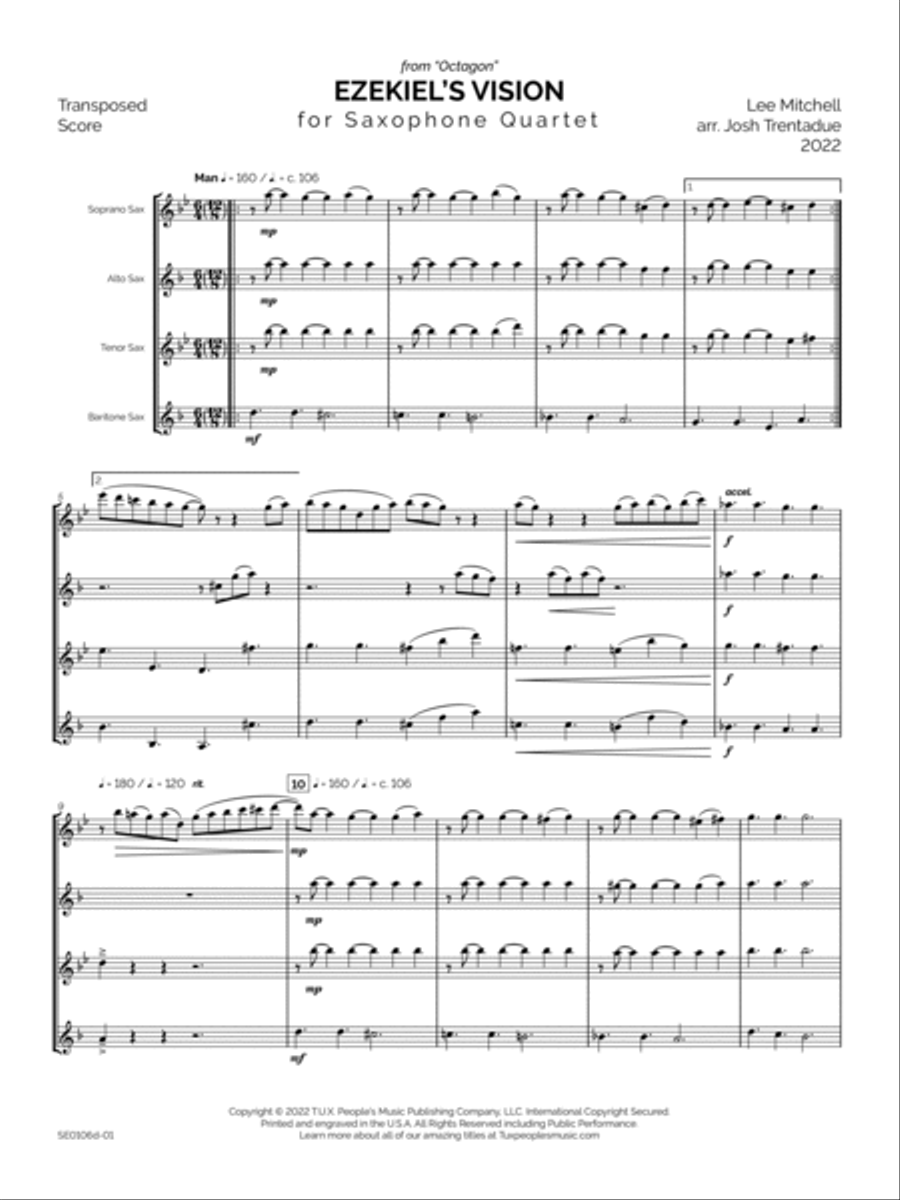 Ezekiel's Vision Saxophone Quartet scores gallery preview page 4