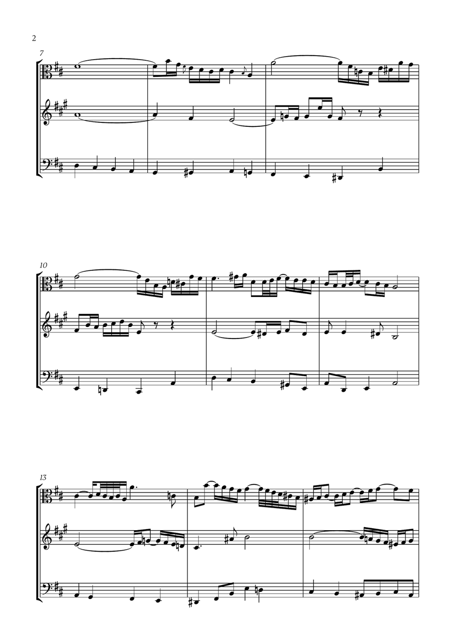 Johann Sebastian Bach - Air on the G String (for Viola, French Horn and Bassoon) Small Ensemble scores gallery preview page 2