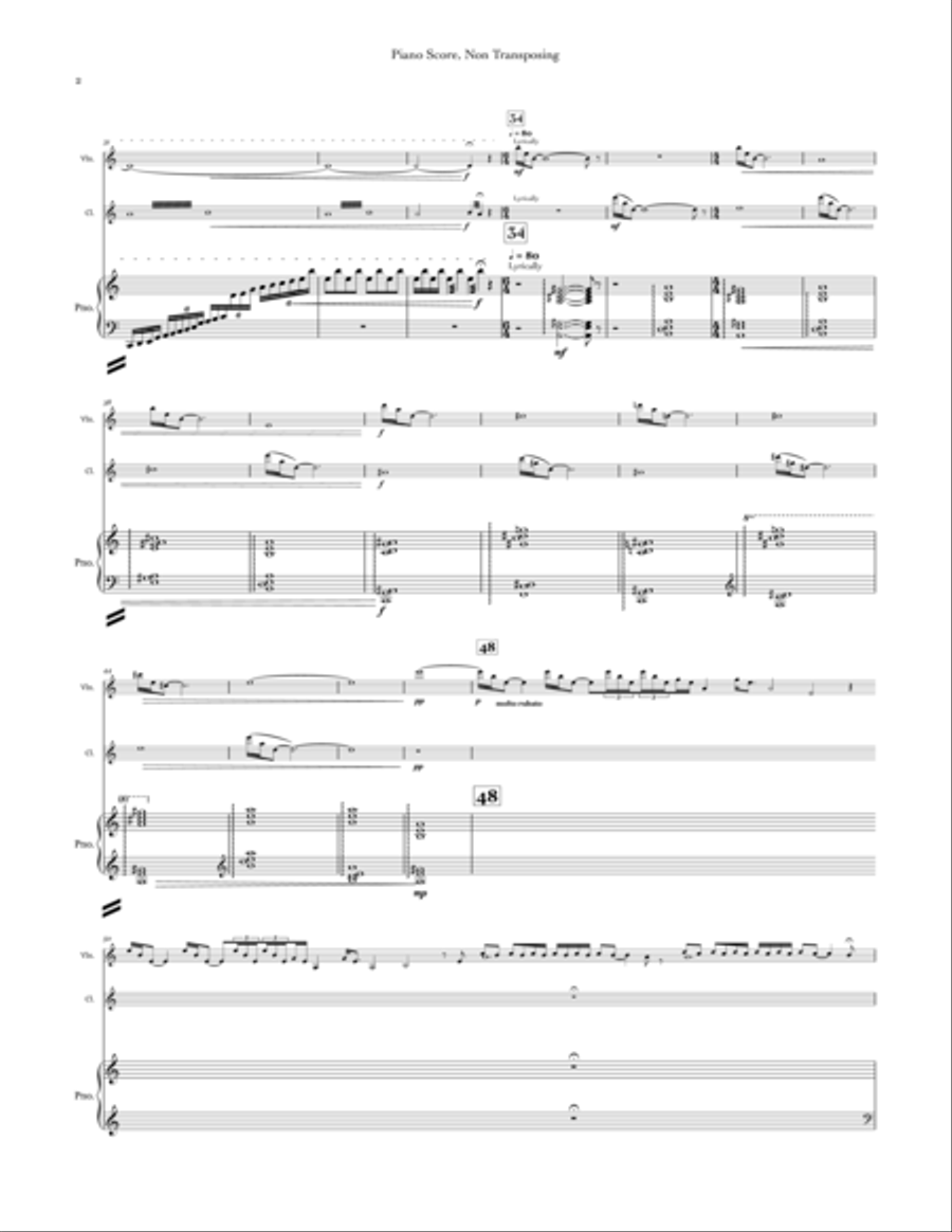 Contact (Metropolis, movement II) trio for violin, Bb clarinet, and piano Small Ensemble scores gallery preview page 2