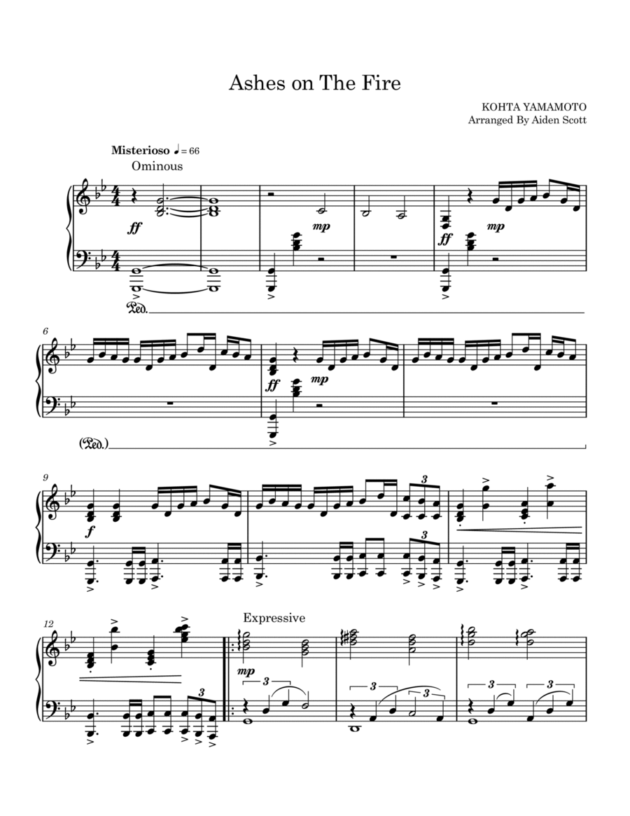 Ashes On The Fire Piano scores gallery preview page 1