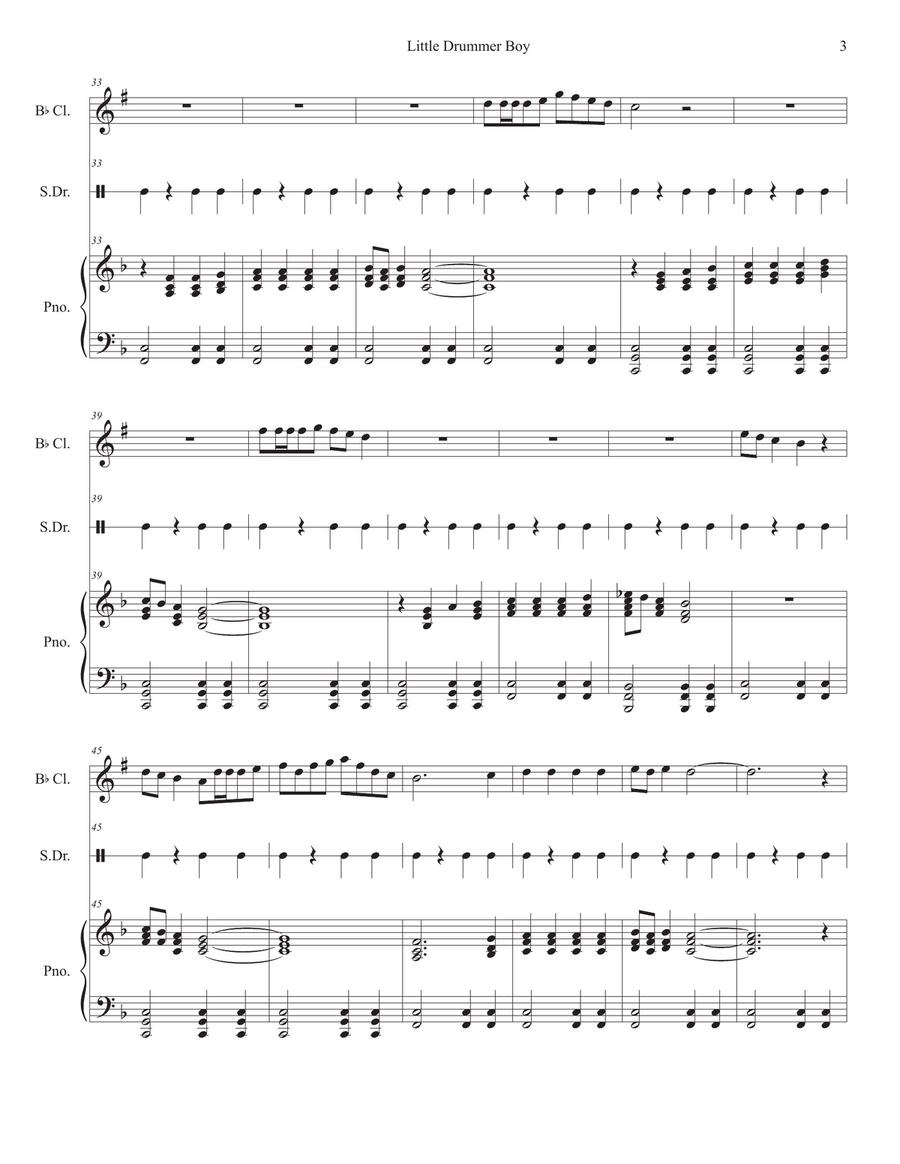 The Little Drummer Boy Clarinet Solo scores gallery preview page 3