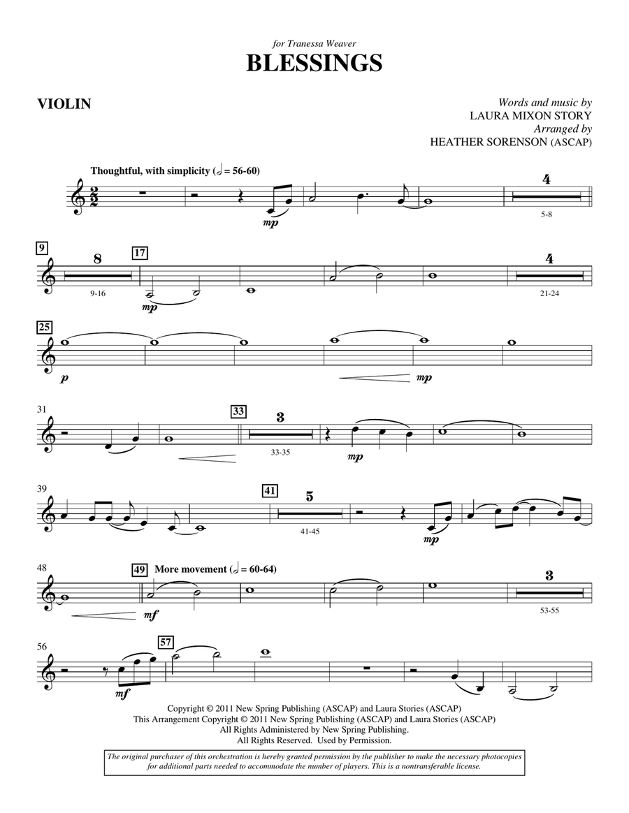Blessings - Violin Choir scores gallery preview page 1