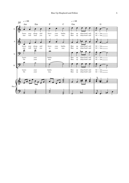 Rise Up Shepherd and Follow SATB and piano image number null