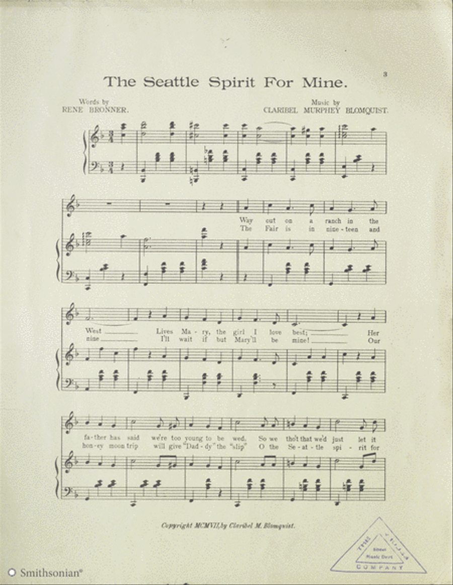 The Seattle Spirit for Mine (1909) Piano, Vocal scores gallery preview page 2
