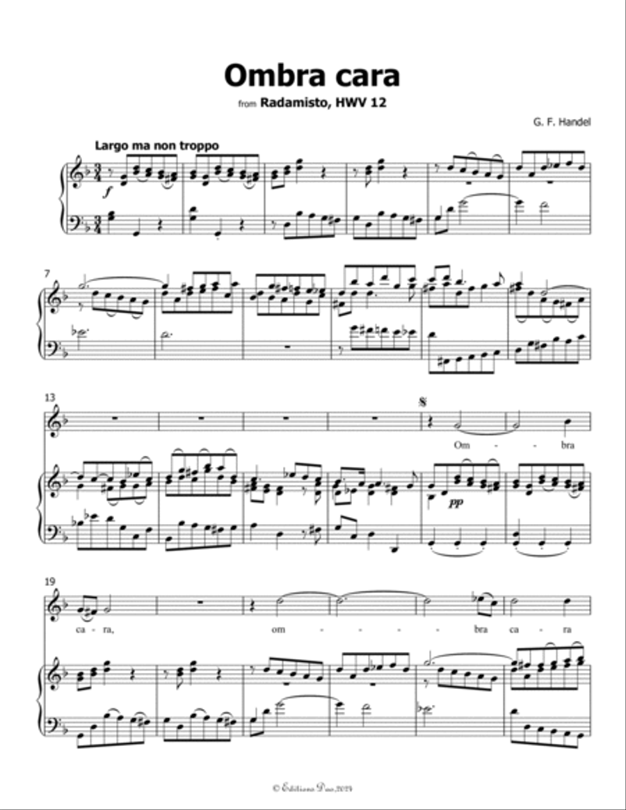Ombra cara, by Handel, in d minor Voice scores gallery preview page 3