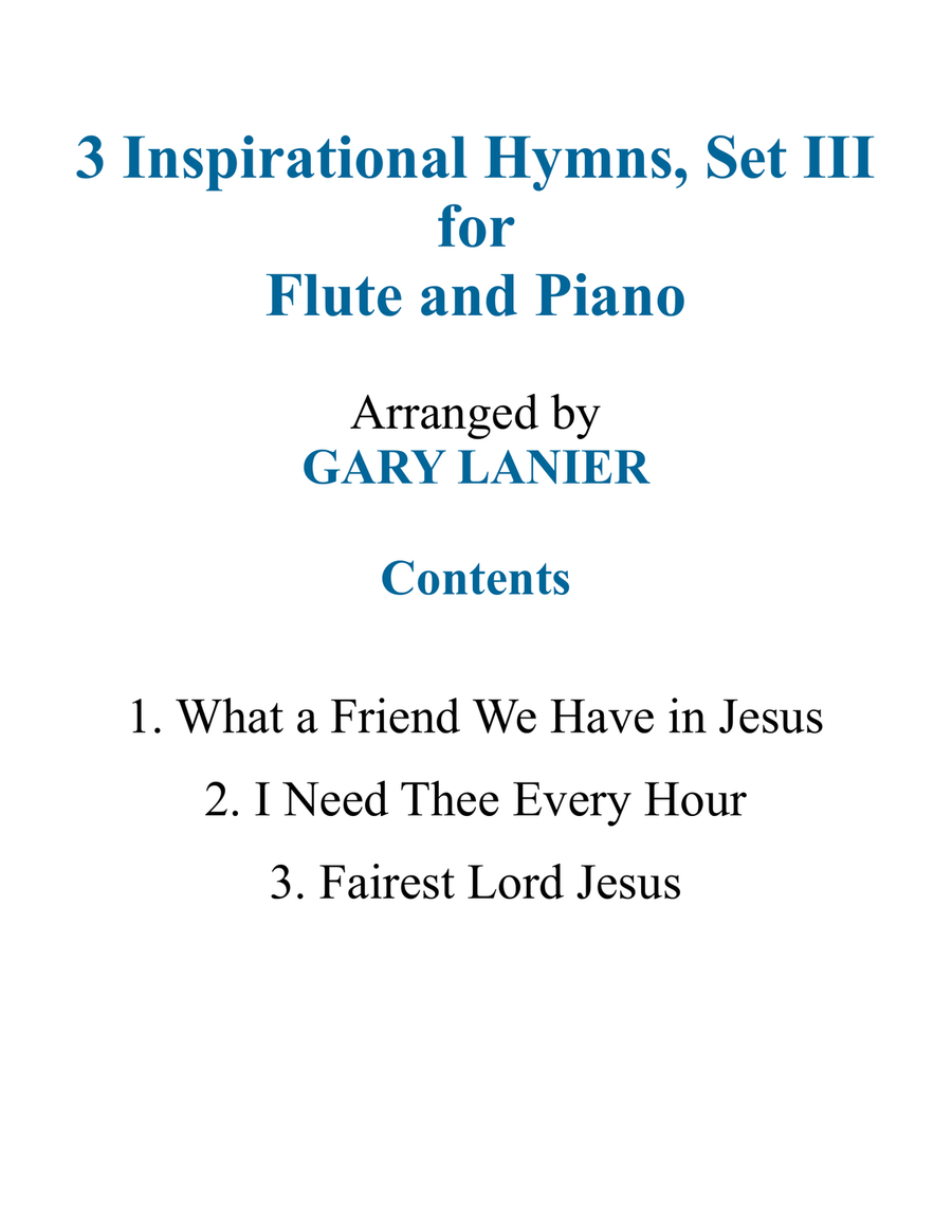 Gary Lanier: 3 INSPIRATIONAL HYMNS, Set III (Duets for Flute & Piano) image number null