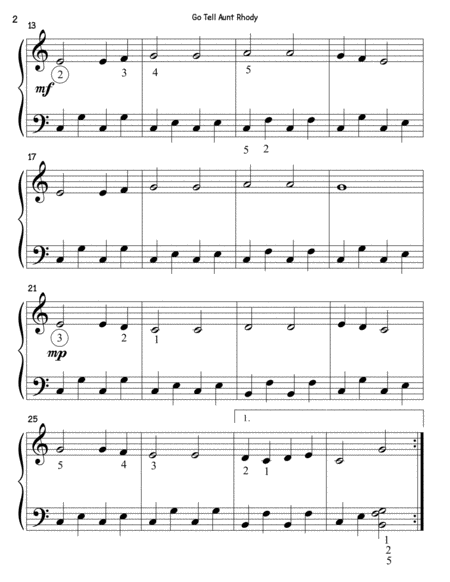 Go Tell Aunt Rhody (big note) - Piano Solo - Easy Beginner image number null