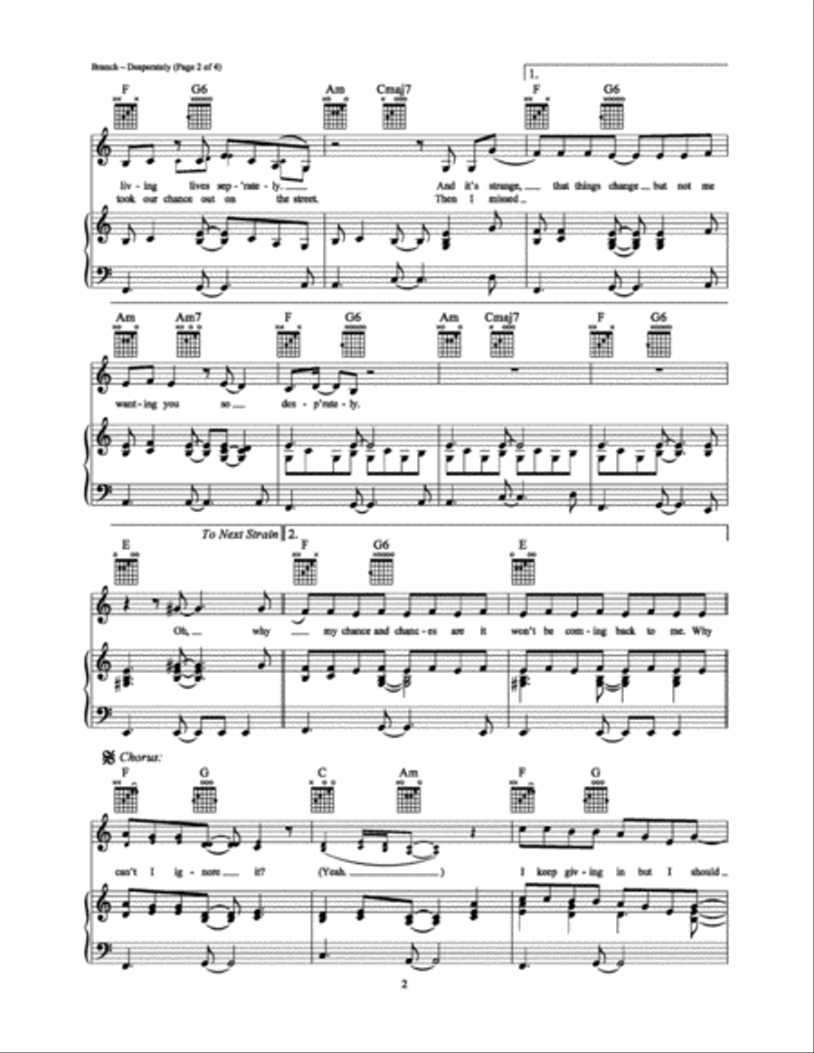 Desperately Piano, Vocal, Guitar scores gallery preview page 2