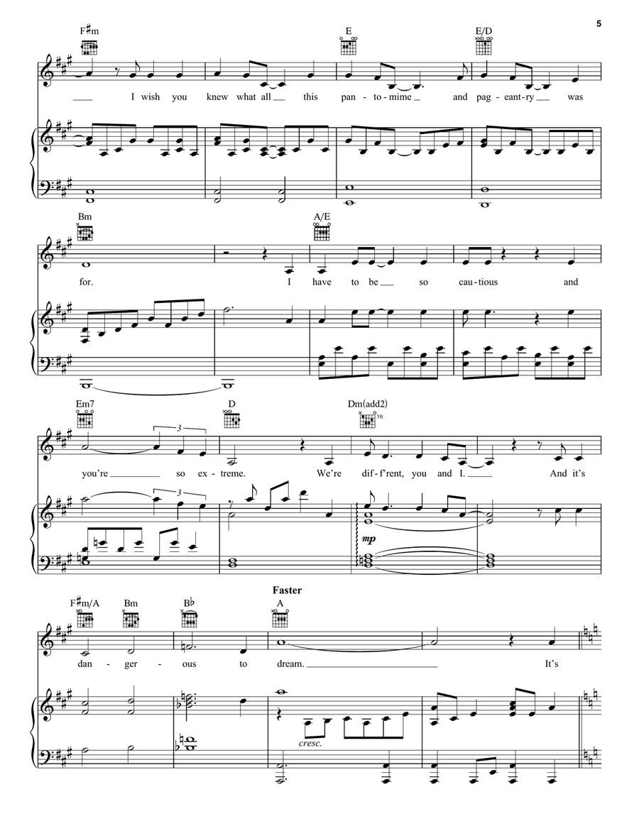 Dangerous To Dream (from Frozen: the Broadway Musical) Piano, Vocal, Guitar scores gallery preview page 5