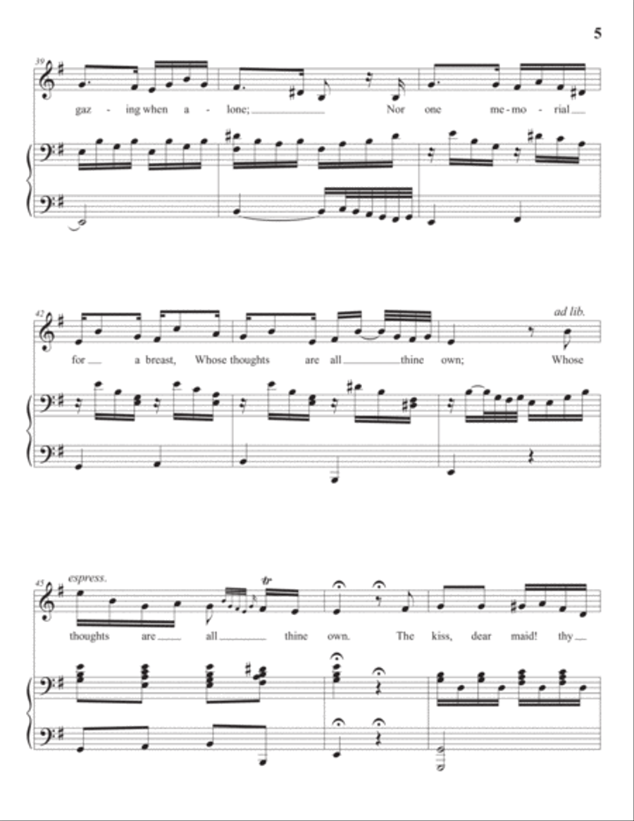 NATHAN: The kiss, dear maid, thy lip has left (transposed to G major) Voice scores gallery preview page 6