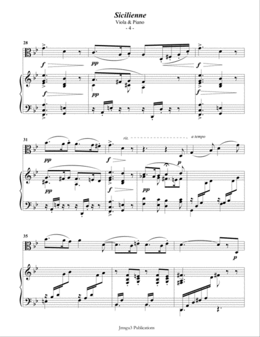 Fauré: Sicilienne for Viola & Piano Viola scores gallery preview page 5
